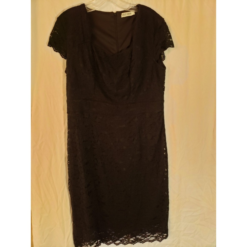 We Grace Karin Black Lace Cap Sleeves Dress Size XL